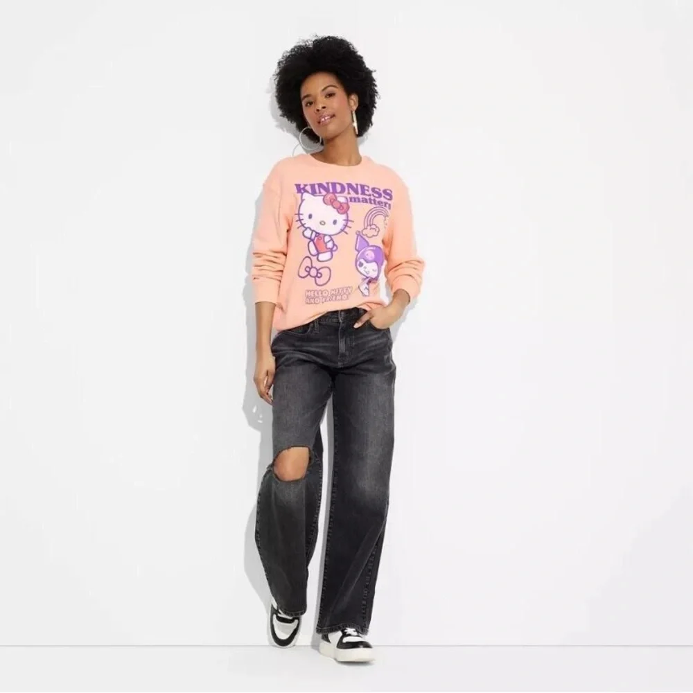 NWT Hello Kitty by Sanrio Graphic Sweatshirt in Peach - Picture 2 of 9